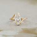 Old Mine Moval Cut Lab Diamond Bypass Ring