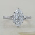 Old Mine Moval Lab Diamond Hidden Halo Split Shank Ring