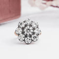 Old European Round Cut Black Coating  Flower Engagement Ring