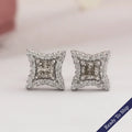 Olive Princess Lab Diamond Halo Stud Earrings