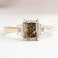 Olive Radiant Cut Three Stone Lab Grown Diamond  Engagement Ring