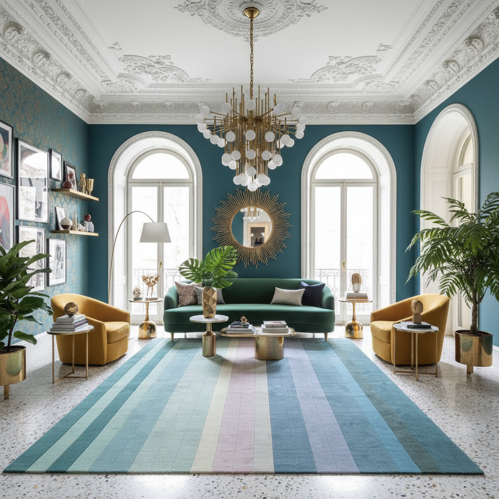 Sky Ombre Stripe Hand Tufted Wool Rug
