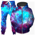 Blue Galaxy Zip-Up Hoodie and Joggers Combo