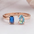 Opal And Sapphire Emerald Open Cuff Ring