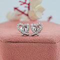 Open Heart Shape Round Diamond Stud Earrings