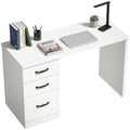 47" Computer Desk with 3 Drawers, Adjustable Rails for A4 Files, 1.2" Top, White