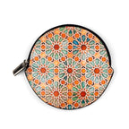 Islamic Art Inspired Orange Leather Coin Purse Zellige