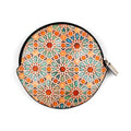Islamic Art Inspired Orange Leather Coin Purse Zellige