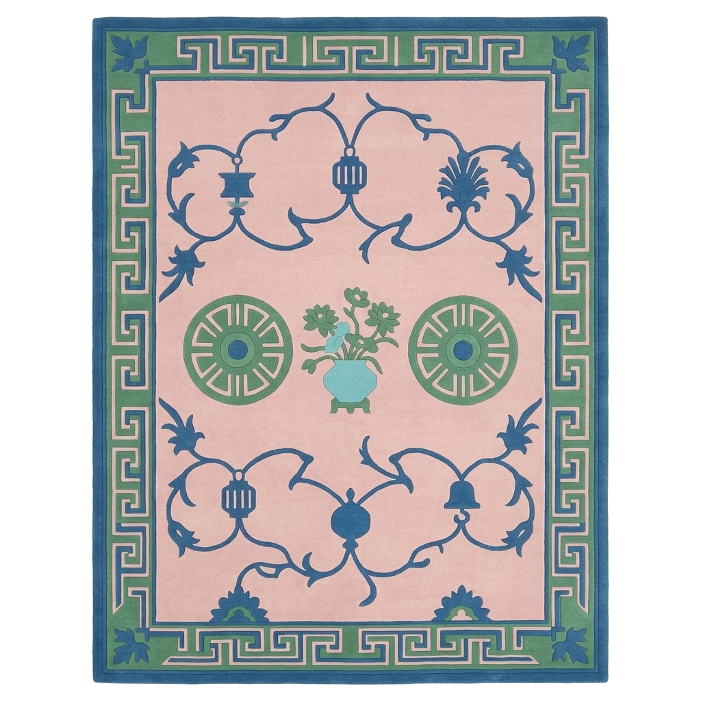 Ornate Floral Medallion Hand Tufted Rug