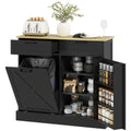 10 Gallon Tilt-Out Trash Cabinet with 2 Drawers & Spice Rack Laundry Black