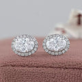 Oval Lab Diamond Halo Stud Earrings