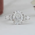 Oval And Half Moon Diamond Five Stone Engagement Ring