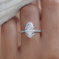 Oval Cut Solitaire Diamond With Accents Engagement Ring