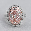 Trapezoid With Pink Oval Accent Halo Diamond Ring