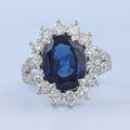 Sapphire Oval Gemstone Halo Split Shank Engagement Ring