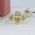 Oval Shape Accent Diamond Milgrain Set Semi-Mount Ring