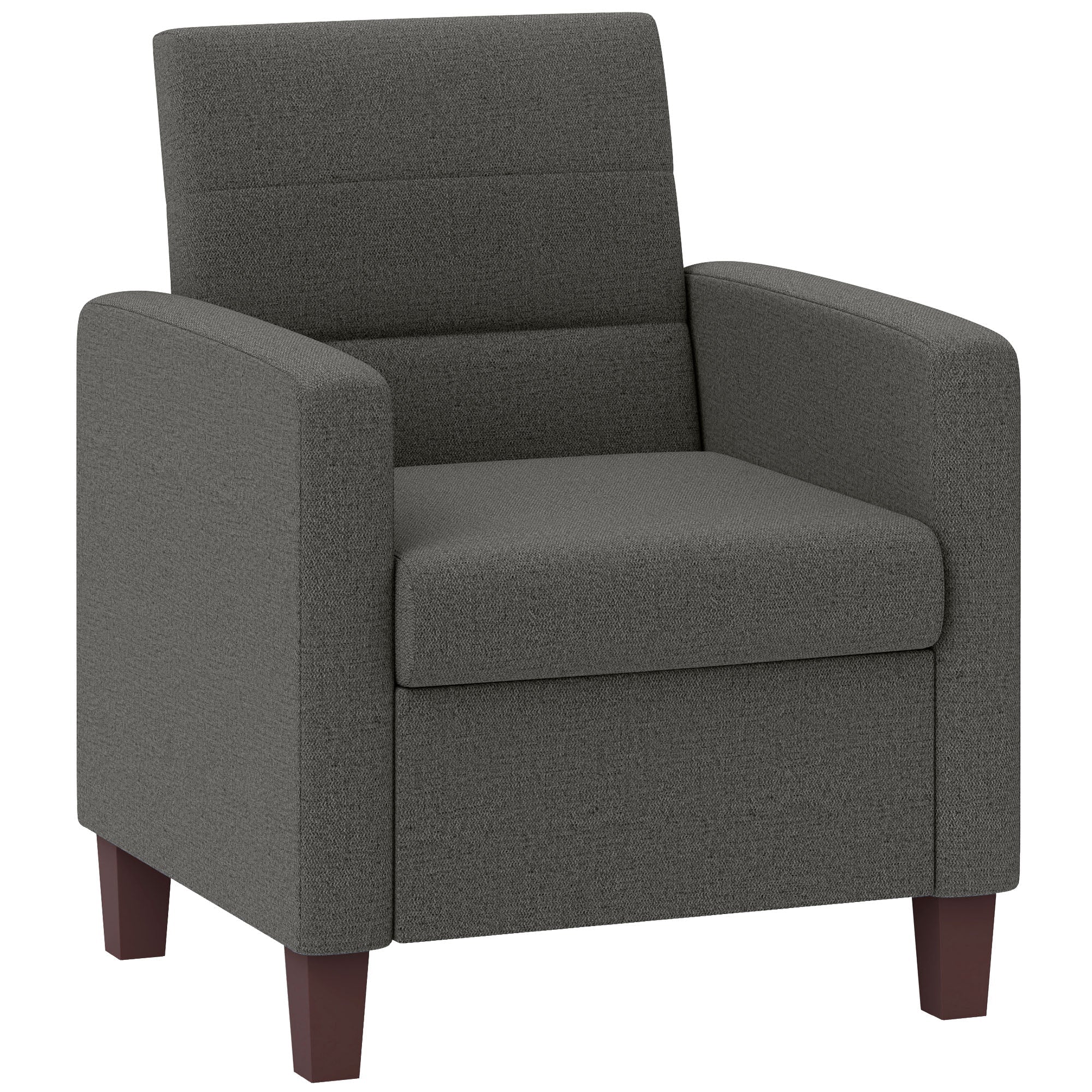 Modern Fabric Accent Chair with Seat Cushion & Non-Slip Pads, Dark Grey