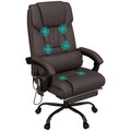 Massage Office Chair with 6 Vibration Points, Faux Leather Executive Office Chair, Brown