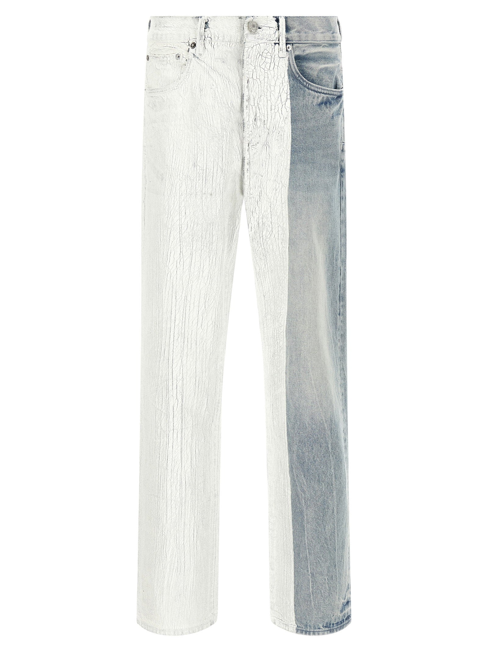 Purple Crackle Silver Colorblock Jeans — Multi