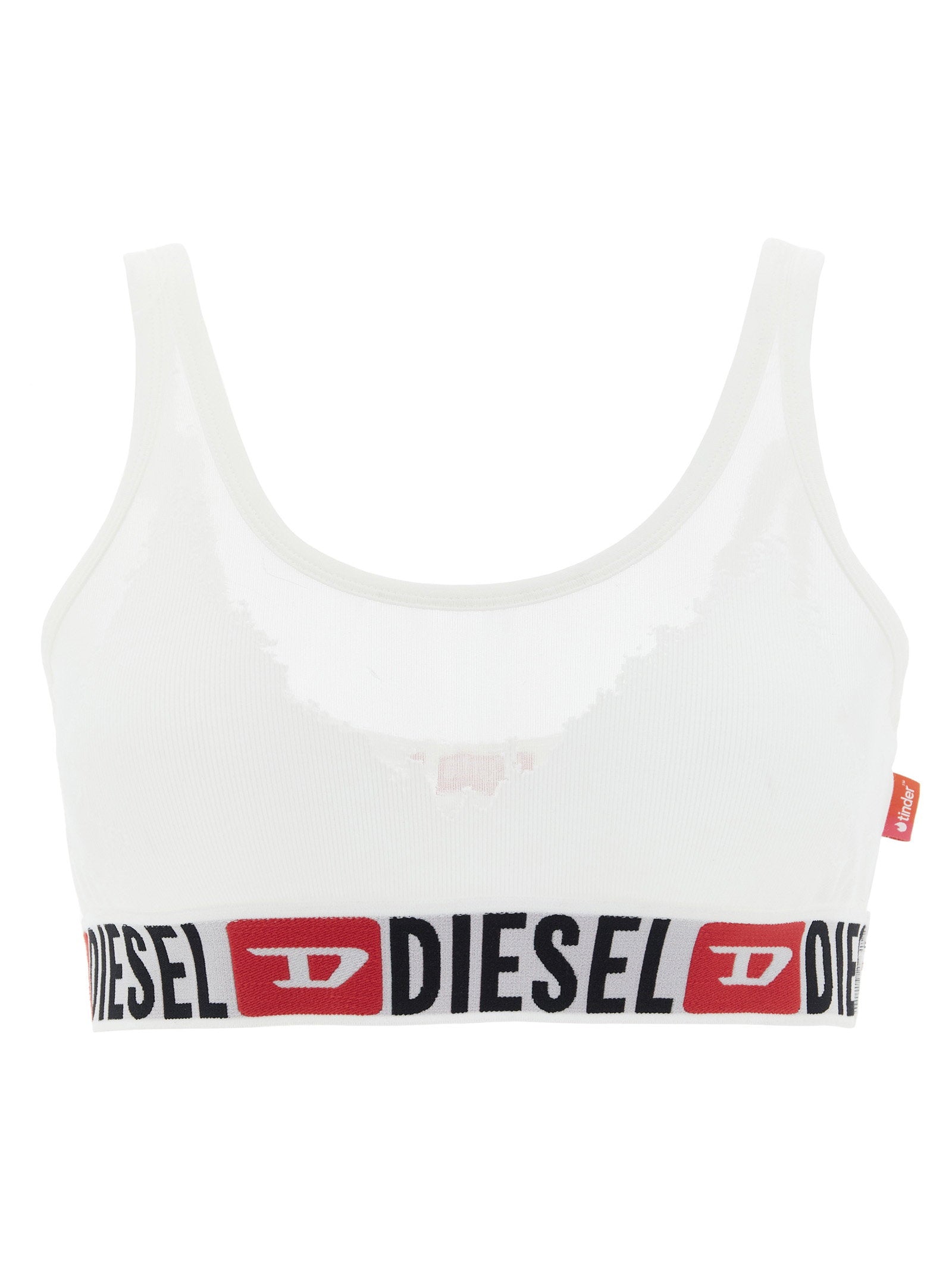 Diesel Logo-Jacquard Bra — White