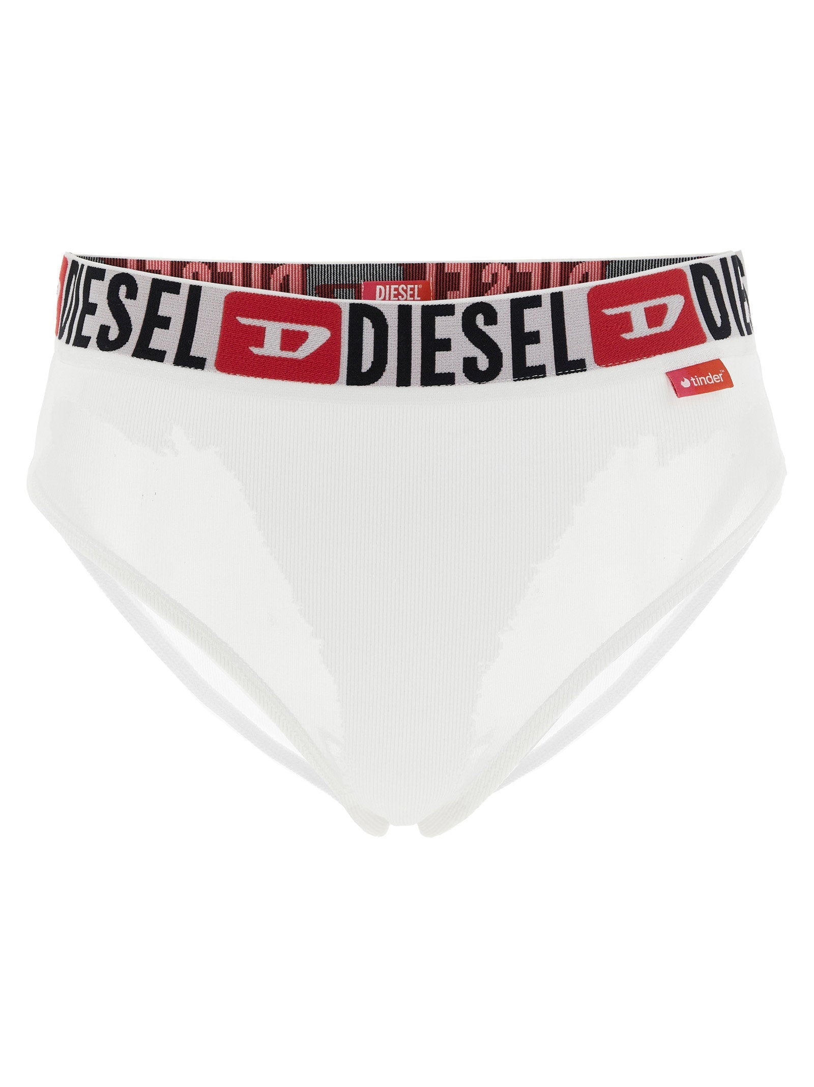 Diesel Jacquard Logo-Band Ribbed Briefs — White