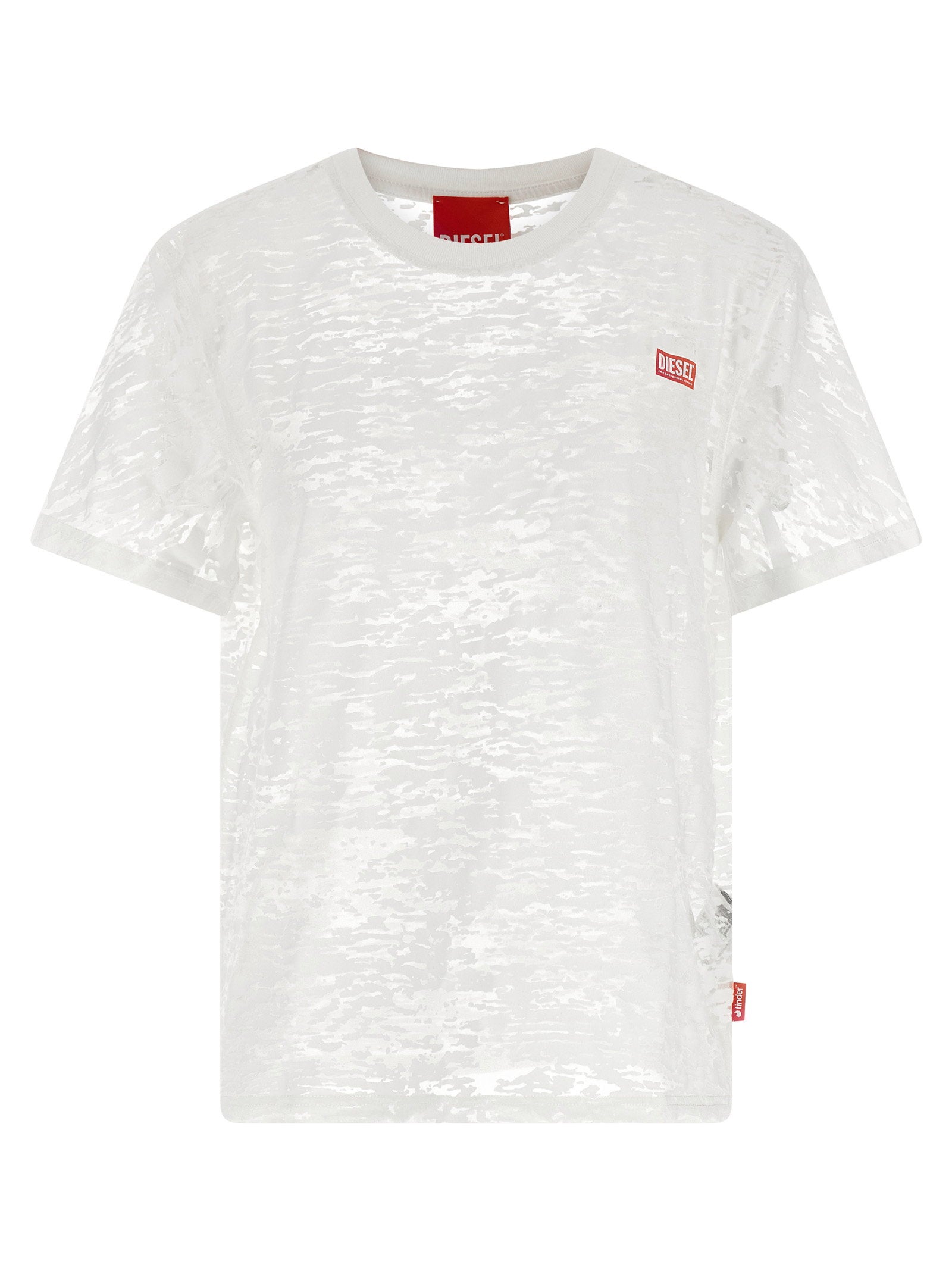 Diesel Devoré Jersey Logo T-Shirt — White