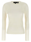 Theory Ribbed Linen-Viscose Blend Sweater — Cream