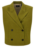 Theory Double-Breasted City Twill Vest — Olive