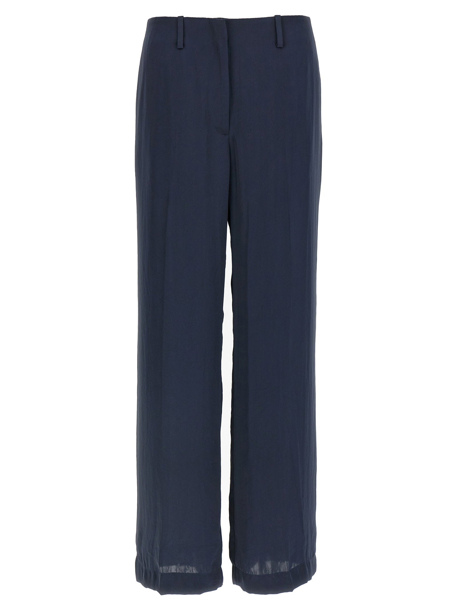 Theory Silk-Effect Trousers — Navy