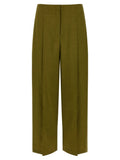 Theory Deep Pleat Trousers — Olive