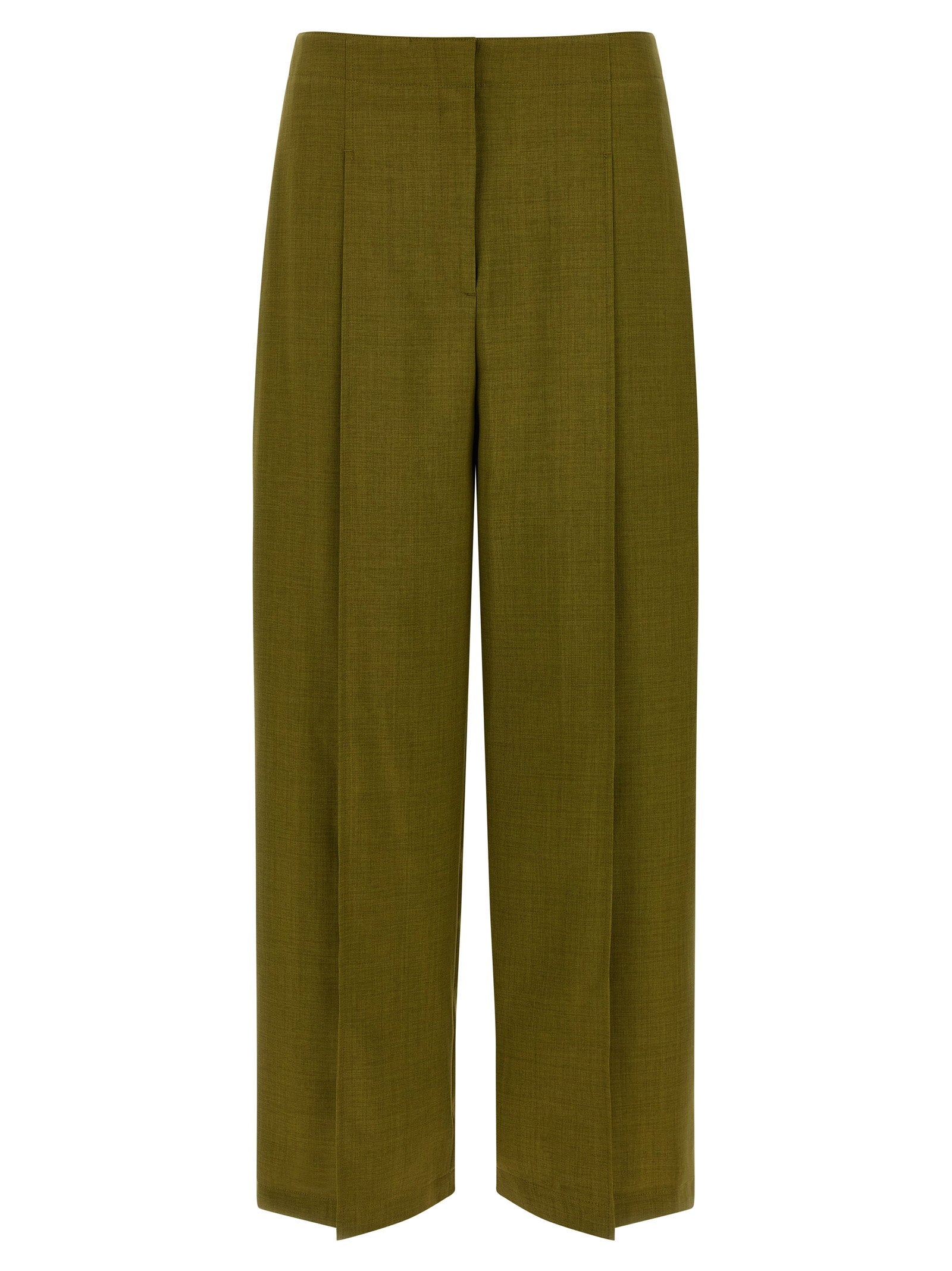 Theory Deep Pleat Trousers — Olive