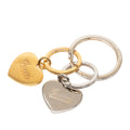Gold Plated and Brass Double Heart Key Ring