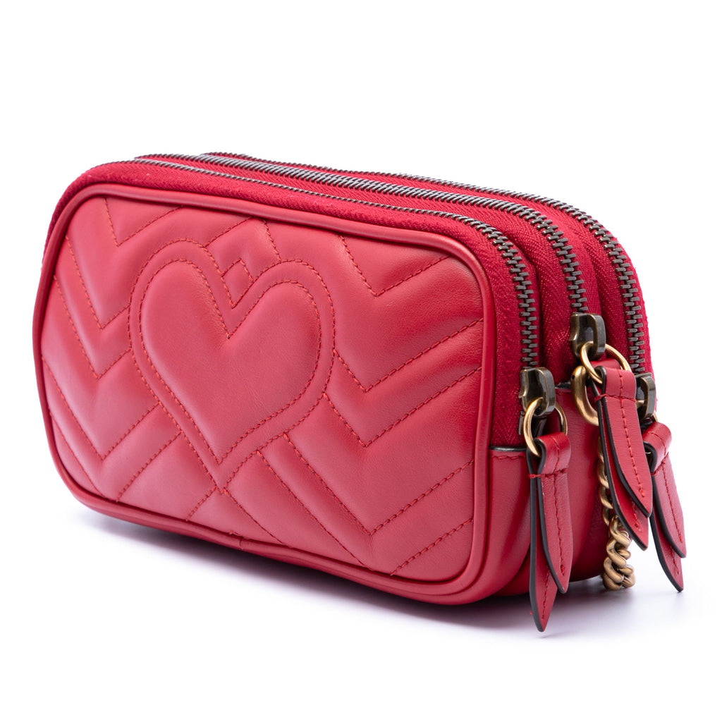 Mini Calfskin GG Marmont Triple Zip Crossbody