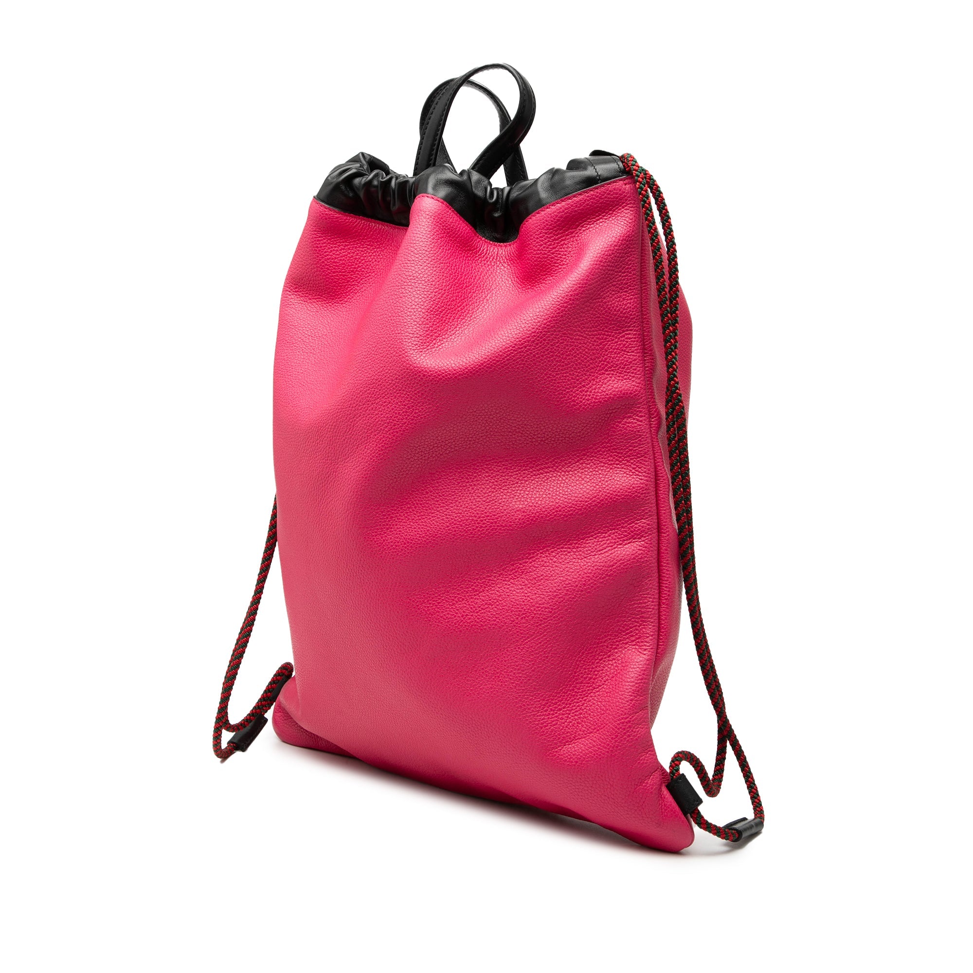 Leather Logo Drawstring Backpack