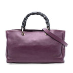 Medium Calfskin Bamboo Shopper Satchel