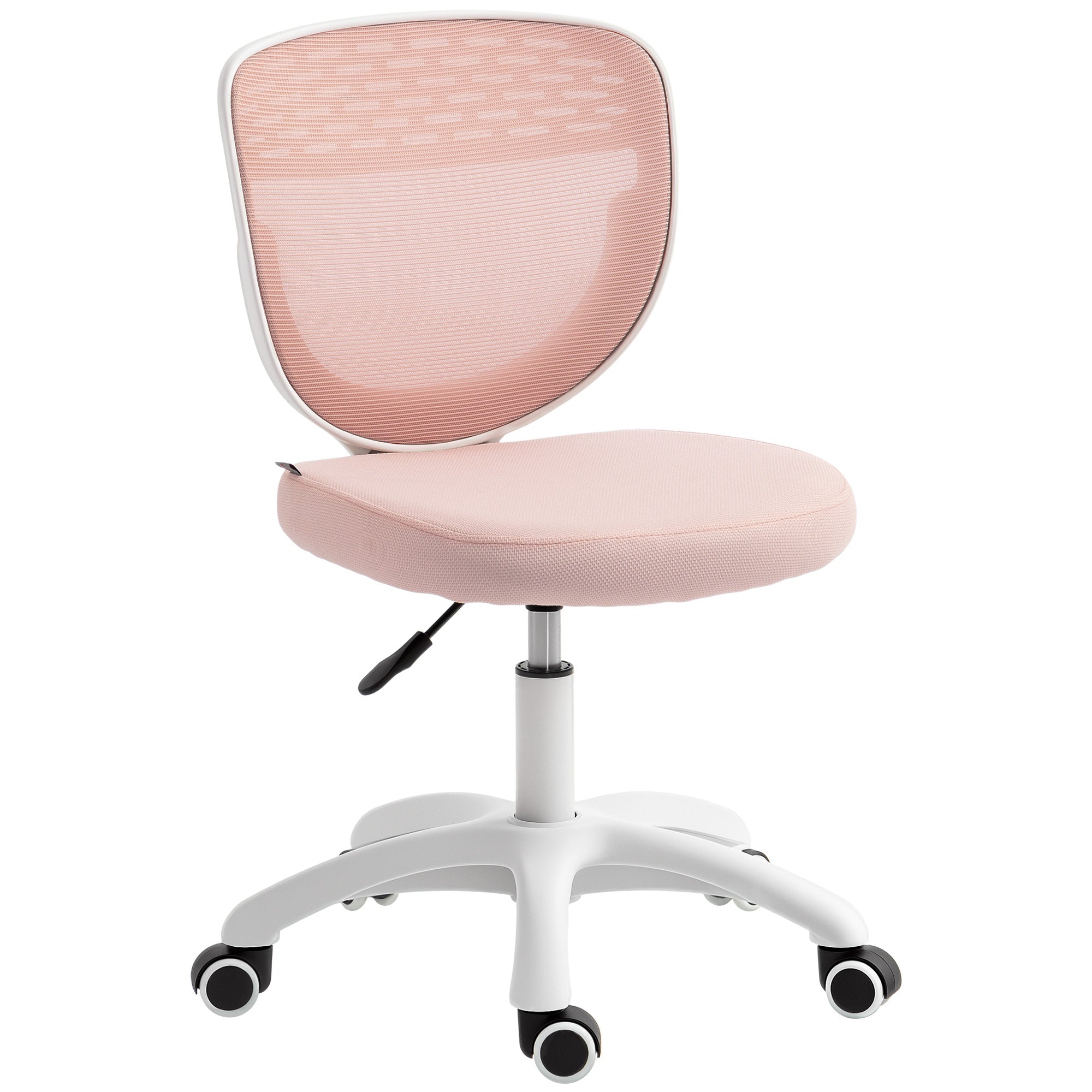 Ergonomic Armless Office Chair with Breathable Mesh Back & Padded Seat, Adjustable Height Swivel Design for Home Office, Pink