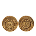 Gold Plated Rue Cambon Crest Clip On Earrings