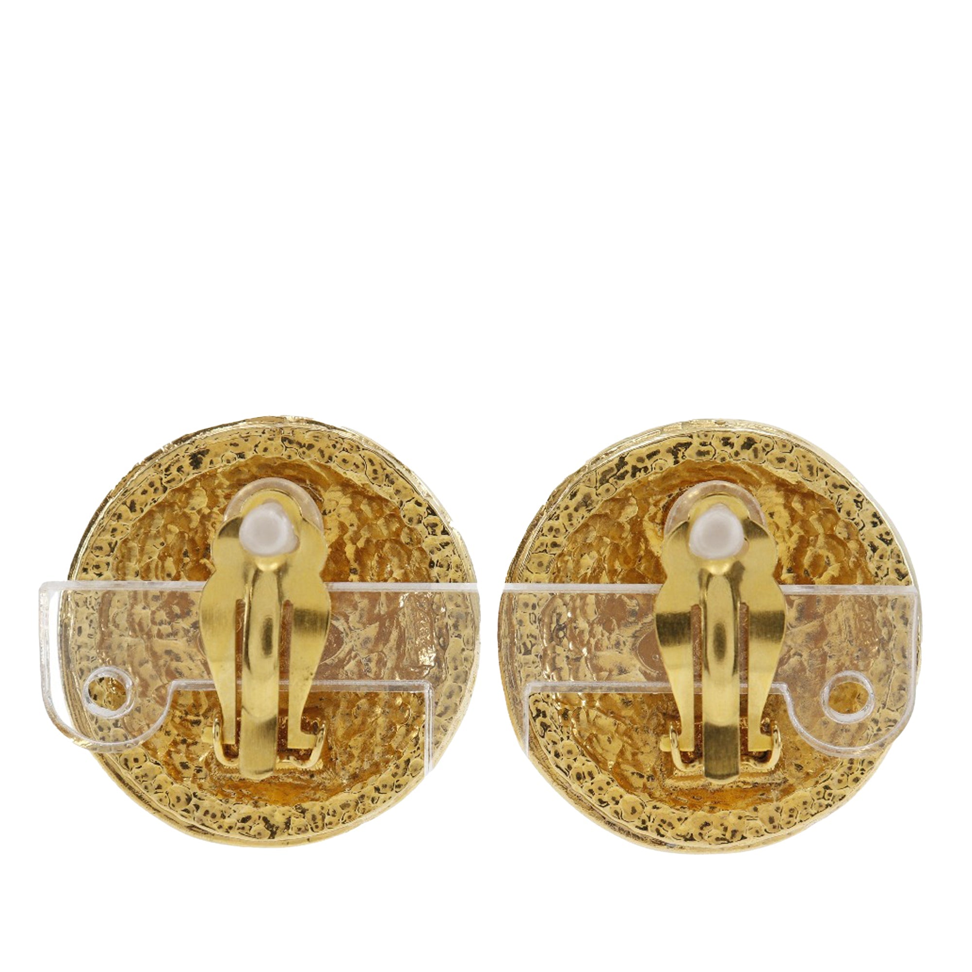 Gold Plated Rue Cambon Crest Clip On Earrings