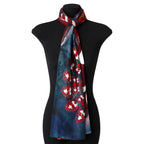 Navy Blue Silk Scarf Plumas al Viento