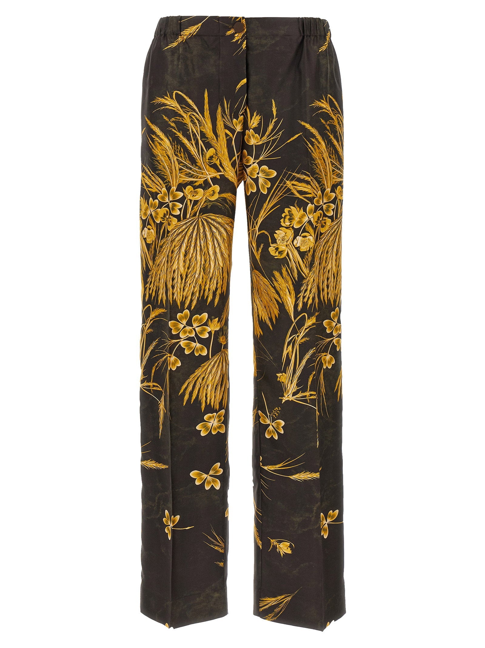 F.r.s. - For Restless Sleepers Floral Print Silk Trousers — Black
