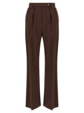Elisabetta Franchi Viscose-Blend Pleated Trousers — Brown