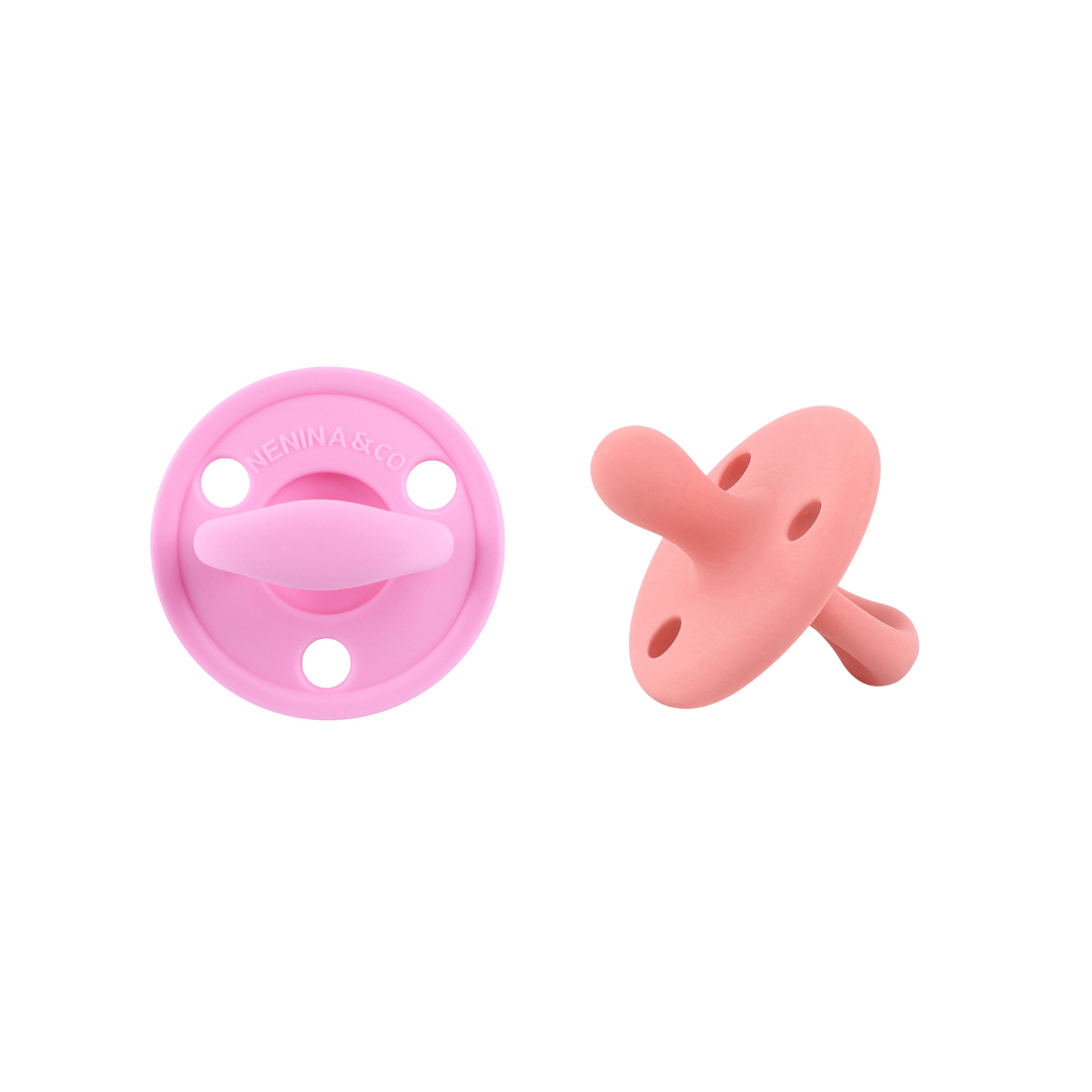Kit 2 Chupetes Clásicos para Bebé Rosa Chicle y Rosa | Silicona Orgánica Nenina & Co