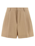 Fabiana Filippi Pleated Cotton Canvas Bermuda Shorts — Beige