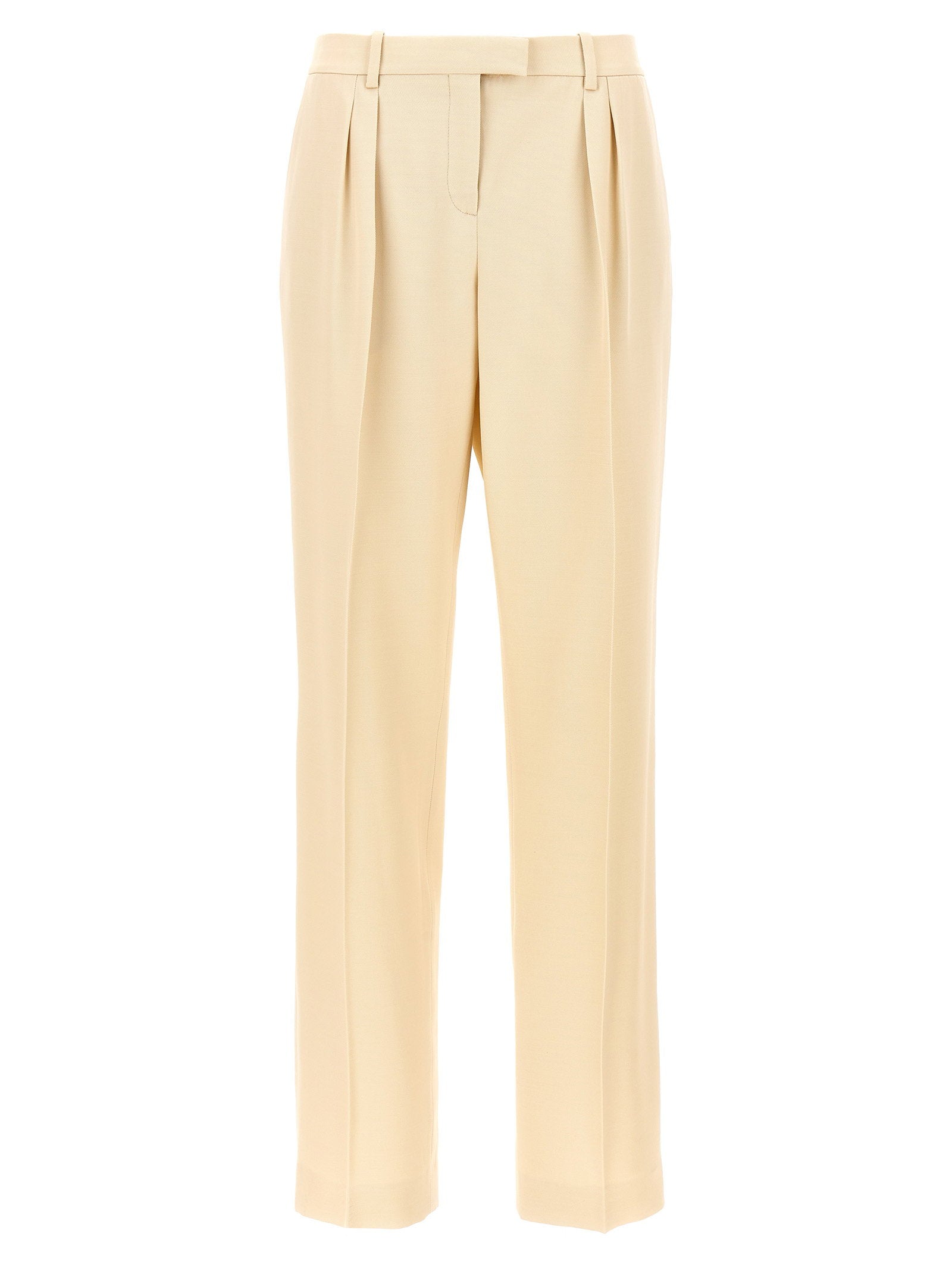 Tom Ford Pleated Silk-Wool Trousers — Cream