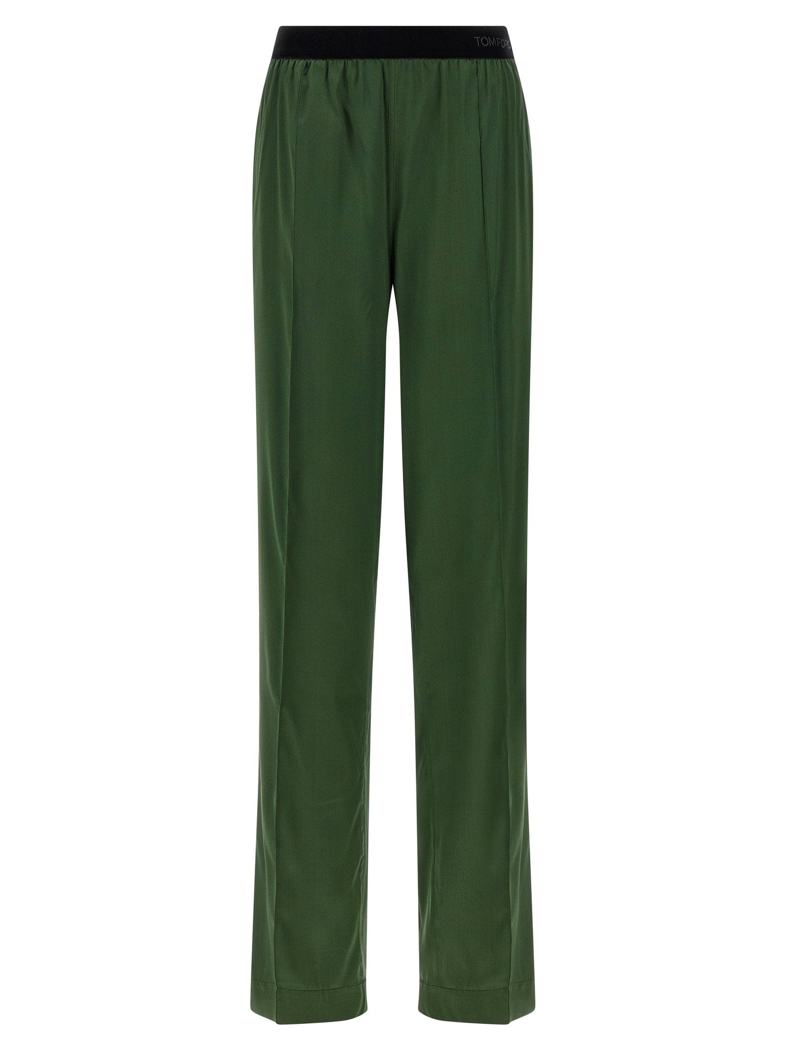 Tom Ford Stretch Silk Satin Trousers — Green