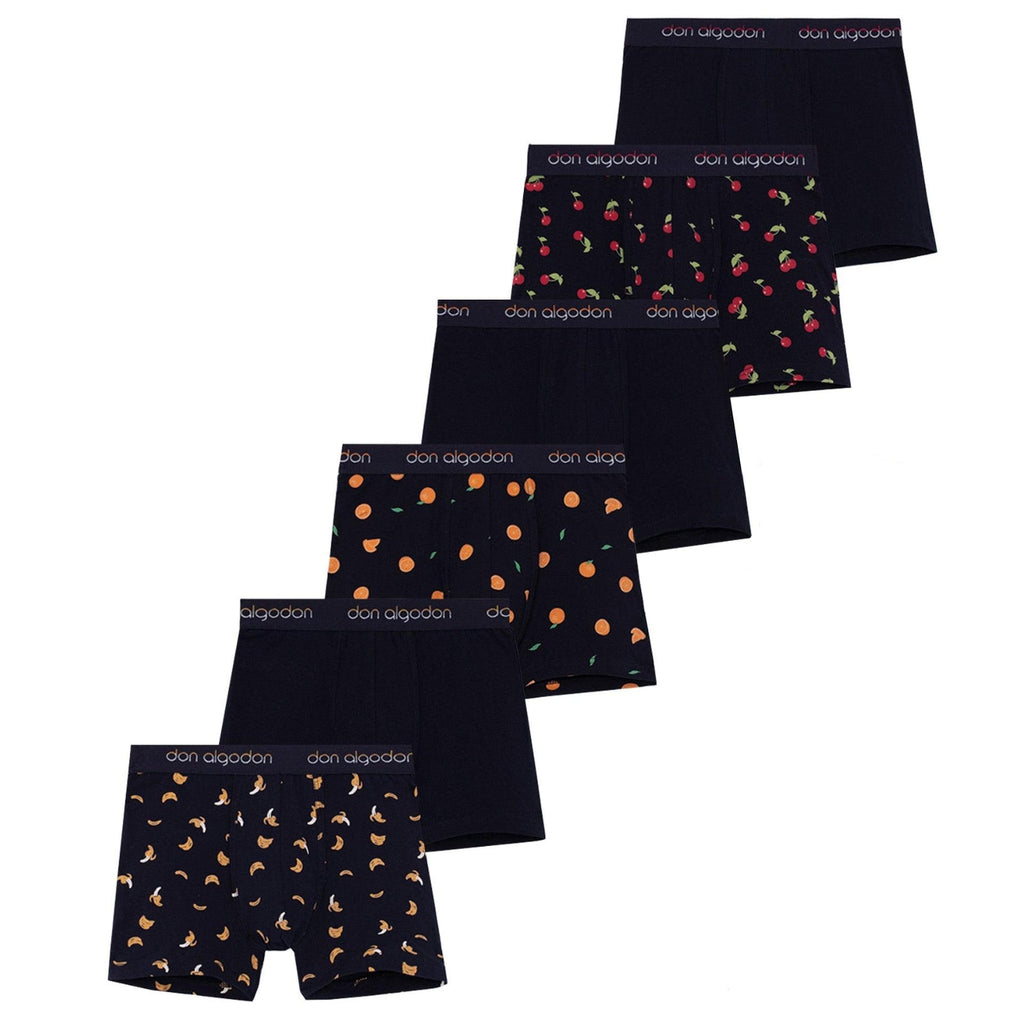 Don Algodon Kids | Pack 6 Boxers Niño Lisos y Estampados con Frutas | Calzoncillos Transpirables
