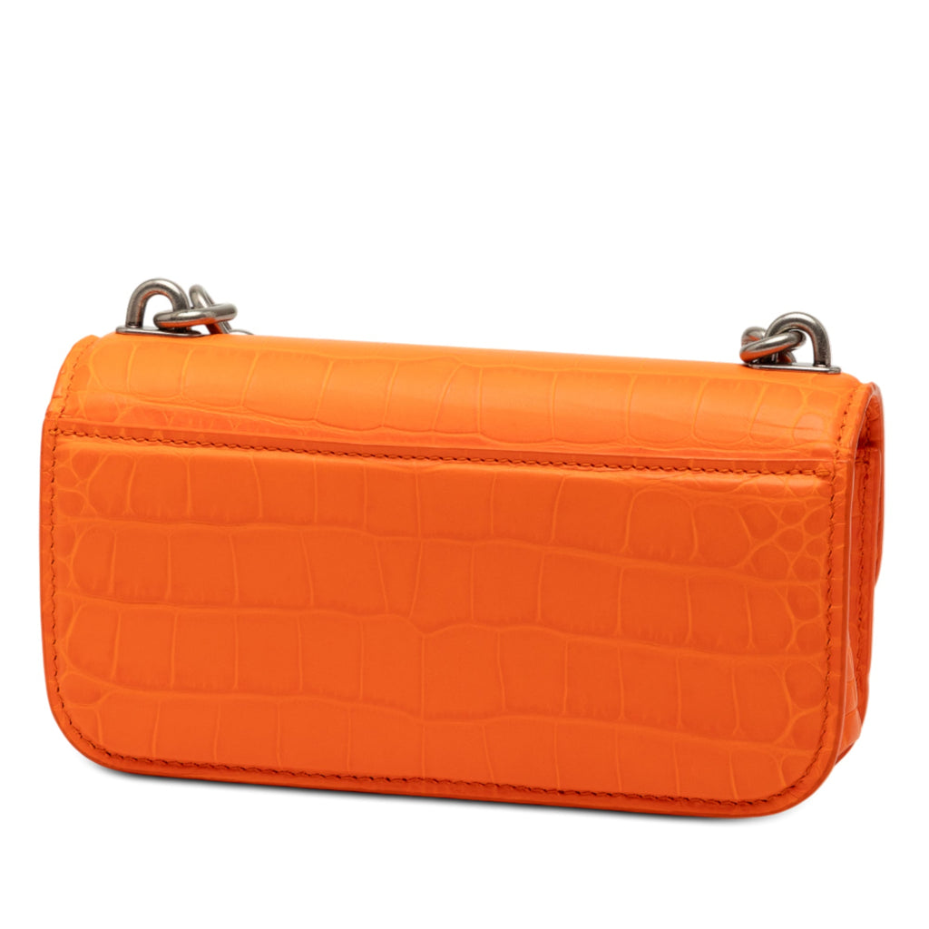Croc Embossed Calfskin Gossip Chain Bag XS