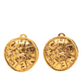 Gold Plated Logo and Lion Clip On Earrings