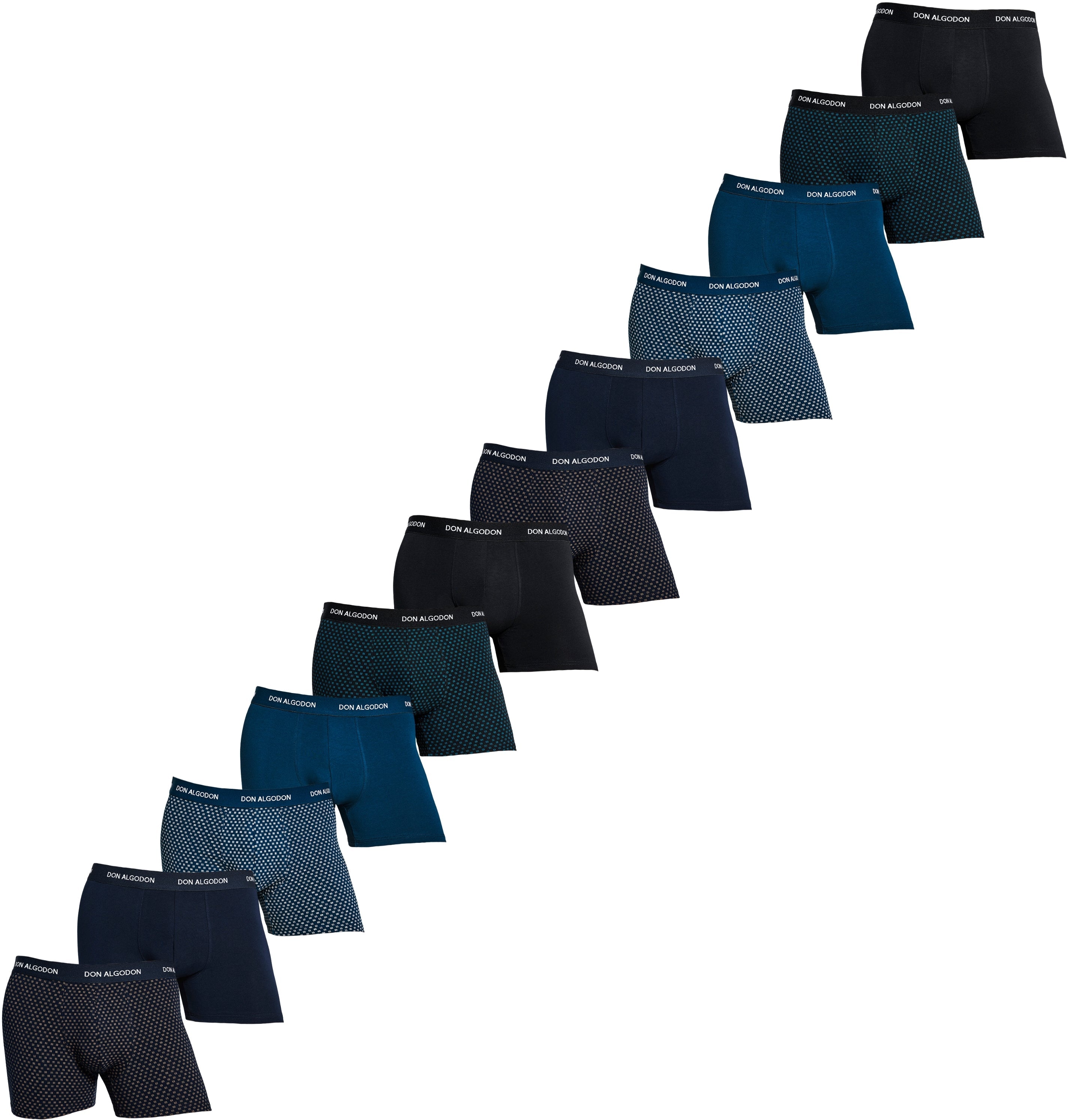 Don Algodon Pack 12 Calzoncillos Hombre Suaves y Transpirables | 2 Unidad por Color | 6 Estampados y 6 Lisos