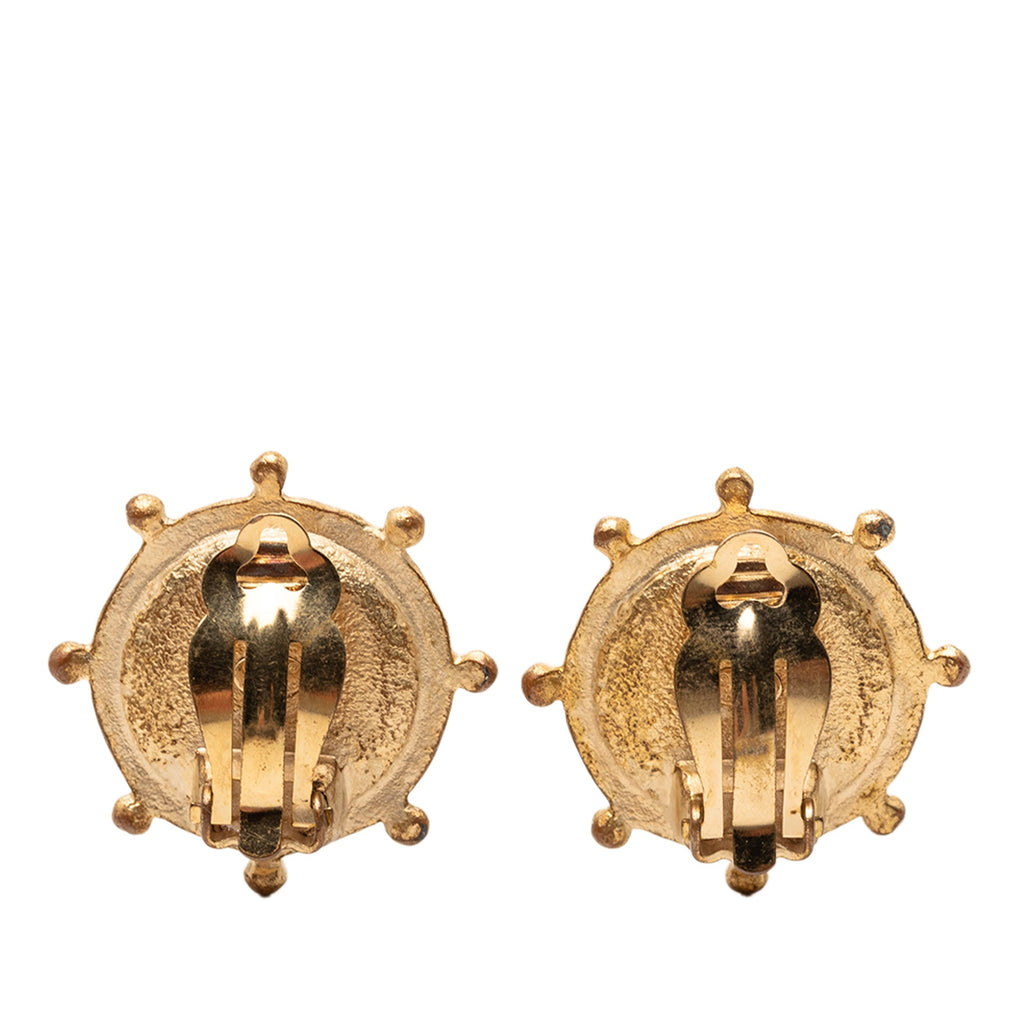 CC Gold Plated Faux Pearl and Strass Clip on Earrings